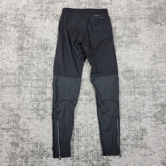 Nike Shield Leggings Women’s Small Black Dri Fit Running Gym Zip Ankle Athletic - Picture 4 of 15